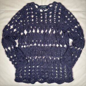 Colette Mordo for Sadimara Vintage Open-Weave Wool Sweater in Dark Grey/Purple